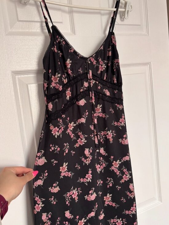 Wild Skyes Dresses & Skirts - Black Floral Maxi Dress | Slip Dress | Coquette/Romantic Aesthetic